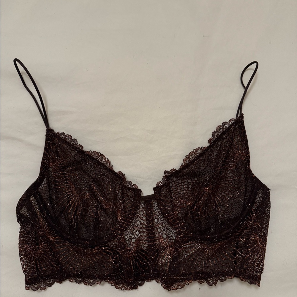 Free People Lace Bralette - Dark Brown